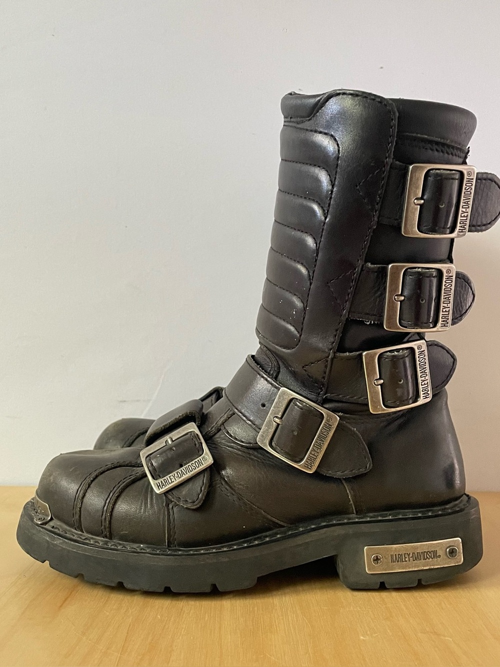 Harley-Davidson "Terminator" 5-Buckle Black Leather Motorcycle Riding Boots | US - Picture 3 of 9